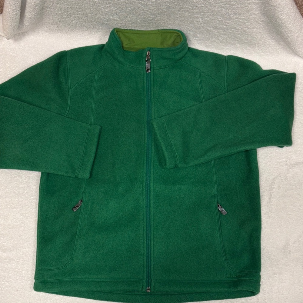 L.L. Bean Forest Green Kids Fleece full zip Jacket boys xl 18